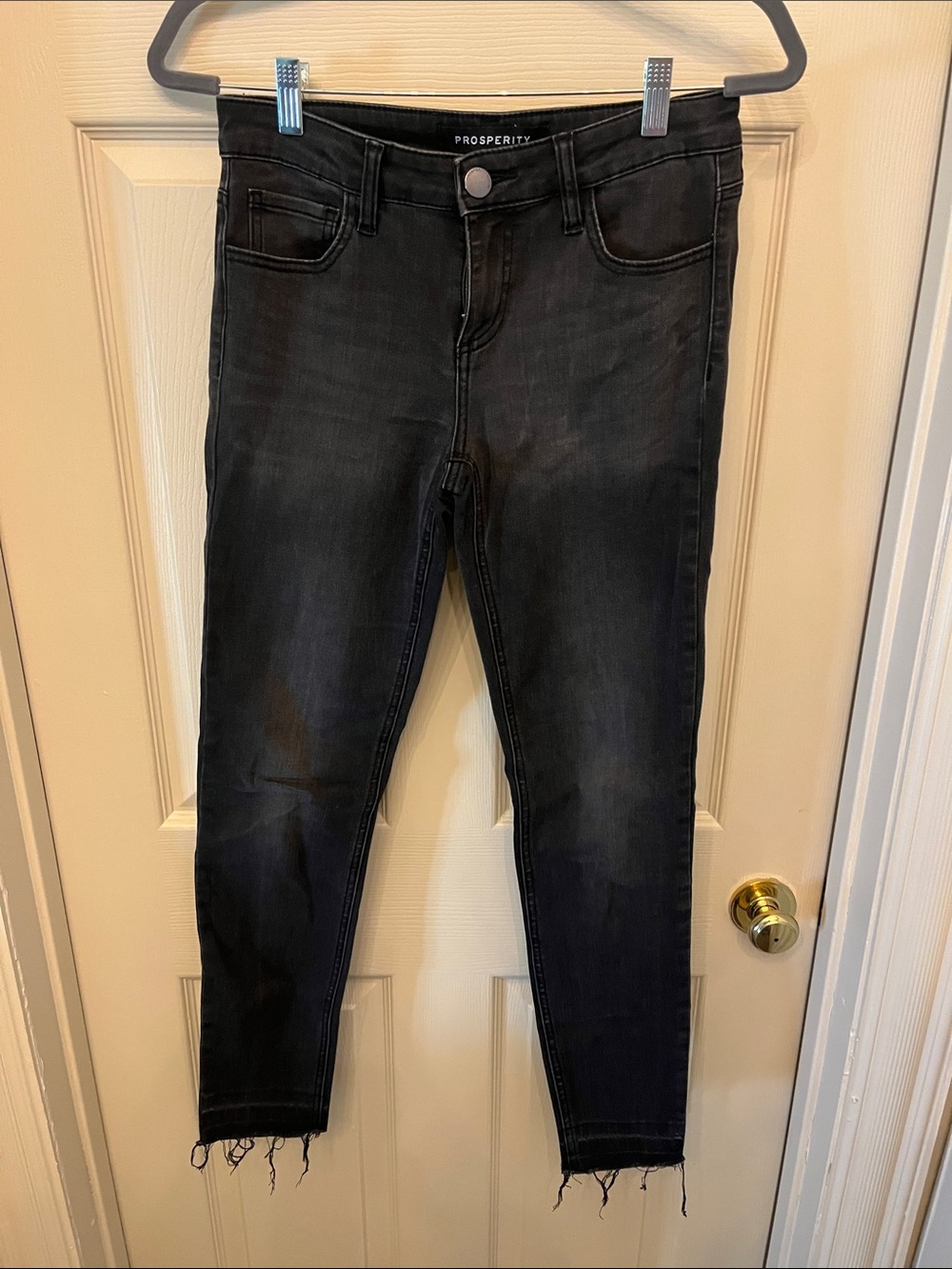 Prosperity Black Ankle Skinny Jeans with Raw Hem